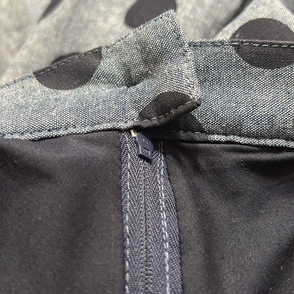 Modcloth Navy Blue Chambray Polka Dot Pleated Flare 50's Skirt EUC Sz S - Picture 5 of 11